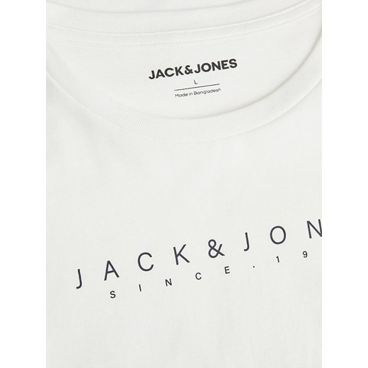 T-shirt męski biały Jack & Jones na wiosnę z krótkim rękawem 