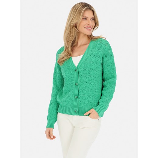Zielony kardigan damski z ażurowym wzorem Red Button ze sklepu Eye For Fashion w kategorii Swetry damskie - zdjęcie 169555924
