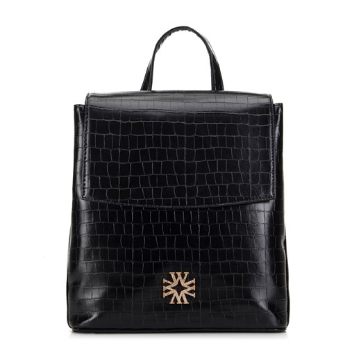 Damski plecak z ekoskóry croco dwukomorowy czarny ze sklepu WITTCHEN w kategorii Plecaki - zdjęcie 169556292