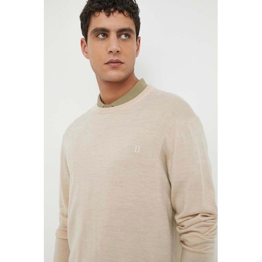 Les Deux sweter wełniany męski kolor beżowy lekki ze sklepu ANSWEAR.com w kategorii Swetry męskie - zdjęcie 169556821