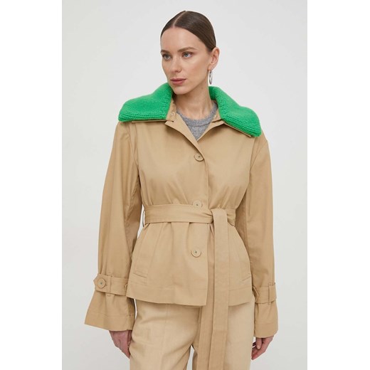 Custommade kurtka bawełniana Francheska kolor beżowy przejściowa 999512802 ze sklepu ANSWEAR.com w kategorii Kurtki damskie - zdjęcie 169557034