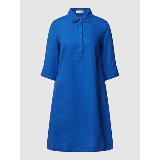 Sukienka niebieska Christian Berg Woman mini koszulowa z lnu luźna 