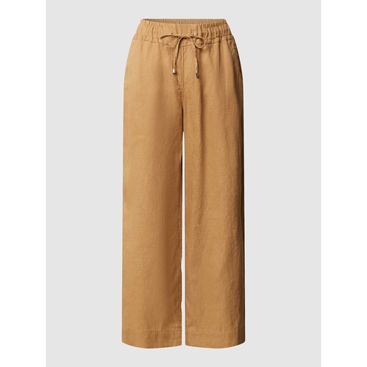 Spodnie lniane z szeroką nogawką o długości 3/4 ze sklepu Peek&Cloppenburg  w kategorii Spodnie damskie - zdjęcie 169558071