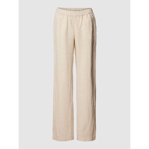 Spodnie lniane o kroju regular fit w jednolitym kolorze model ‘Summer’ ze sklepu Peek&Cloppenburg  w kategorii Spodnie damskie - zdjęcie 169558281