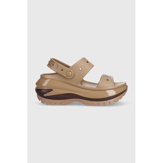 Crocs klapki Classic Mega Crush Sandal damskie kolor brązowy na platformie 207989 ze sklepu PRM w kategorii Klapki damskie - zdjęcie 169564551