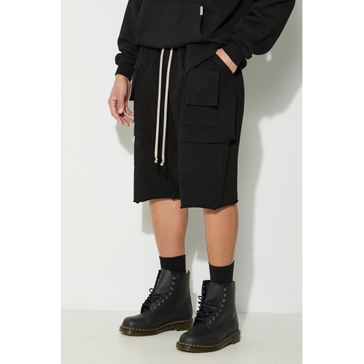 Rick Owens szorty bawełniane Knit Shorts Creatch Cargo Pods kolor czarny DU01D1382.RIG.09 ze sklepu PRM w kategorii Spodenki męskie - zdjęcie 169564653