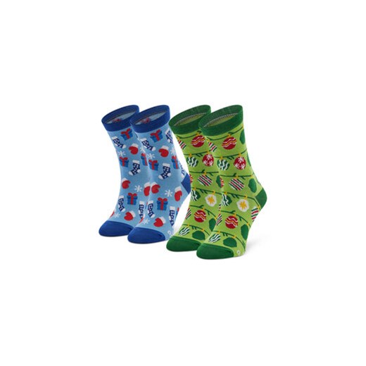 Rainbow Socks Zestaw 2 par wysokich skarpet dziecięcych Xmas Socks Balls Kids Gift Pak 2 Kolorowy ze sklepu MODIVO w kategorii Skarpetki dziecięce - zdjęcie 169570171