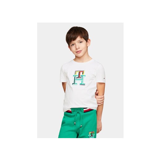 Tommy Hilfiger T-Shirt Monogram KB0KB08813 Biały Regular Fit ze sklepu MODIVO w kategorii T-shirty chłopięce - zdjęcie 169570742