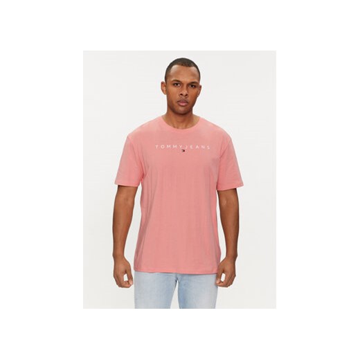 Tommy Jeans T-Shirt Linear Logo DM0DM17993 Różowy Regular Fit ze sklepu MODIVO w kategorii T-shirty męskie - zdjęcie 169570781