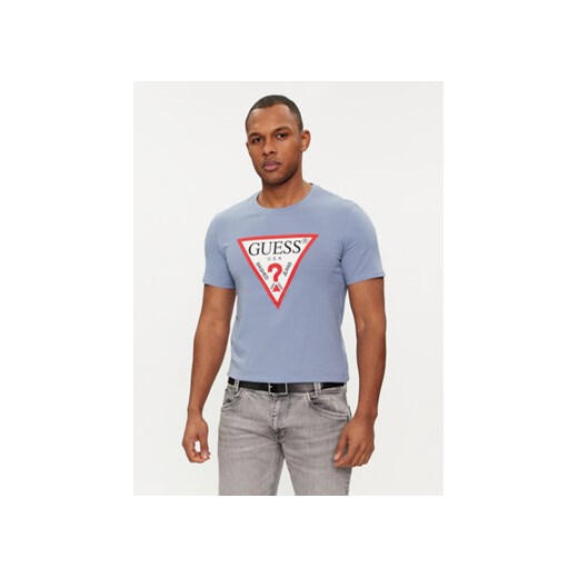 Guess T-Shirt Logo M2YI71 I3Z14 Niebieski Slim Fit ze sklepu MODIVO w kategorii T-shirty męskie - zdjęcie 169570902