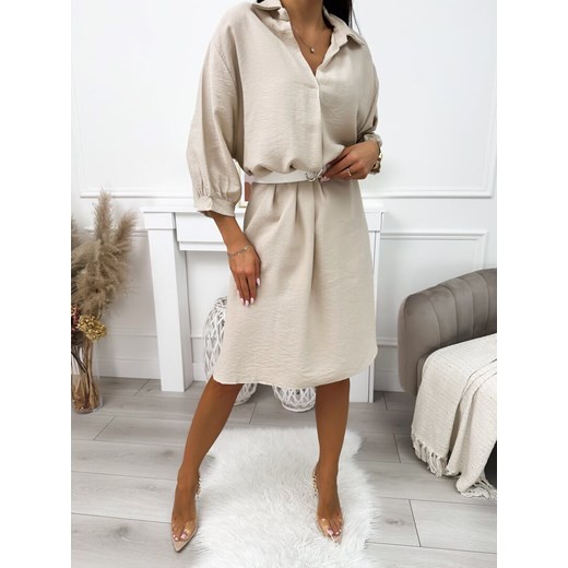 Modnakiecka.pl sukienka midi oversize'owa elegancka z wiskozy