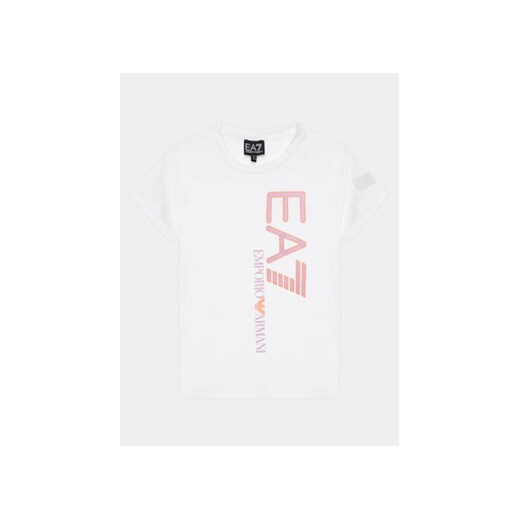 EA7 Emporio Armani T-Shirt 3DFT14 FJLIZ 1100 Biały Regular Fit ze sklepu MODIVO w kategorii Bluzki dziewczęce - zdjęcie 169580750