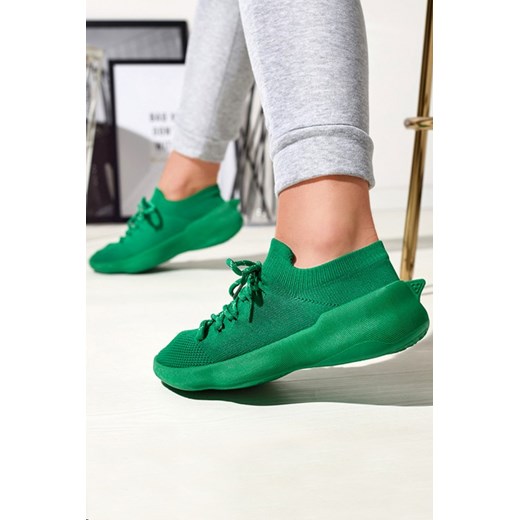 Buty sportowe damskie IVET na platformie zielone sznurowane