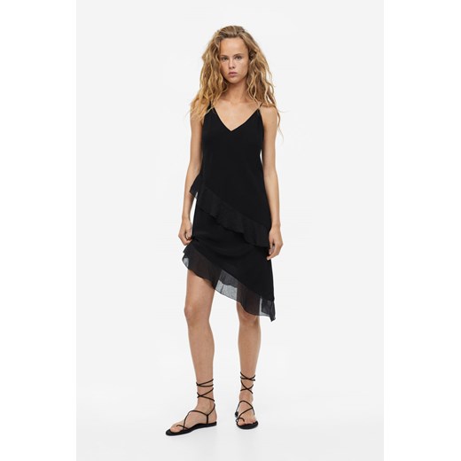 H & M - Satynowa sukienka na ramiączkach - Czarny H & M M H&M
