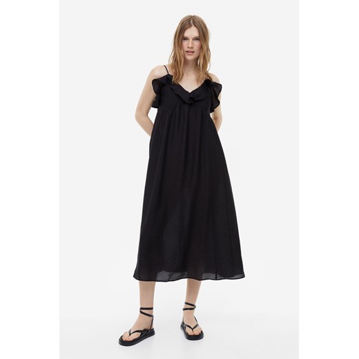 H & M - Sukienka z dekoltem w serek - Czarny H & M XL H&M