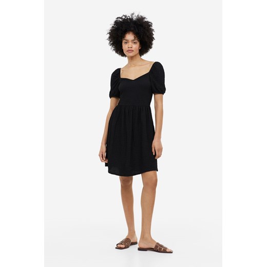 H & M - Dżersejowa sukienka z bufkami - Czarny H & M XS H&M