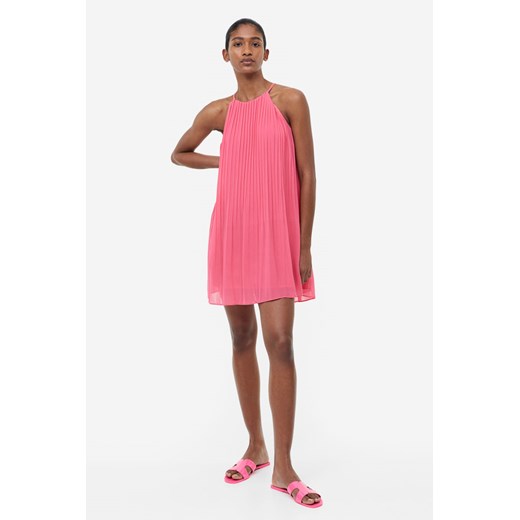 H & M - Sukienka z plisowanego szyfonu - Różowy H & M XS H&M