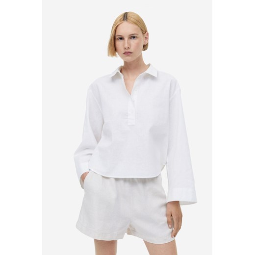 H & M - Koszula z domieszką lnu - Biały H & M XL H&M