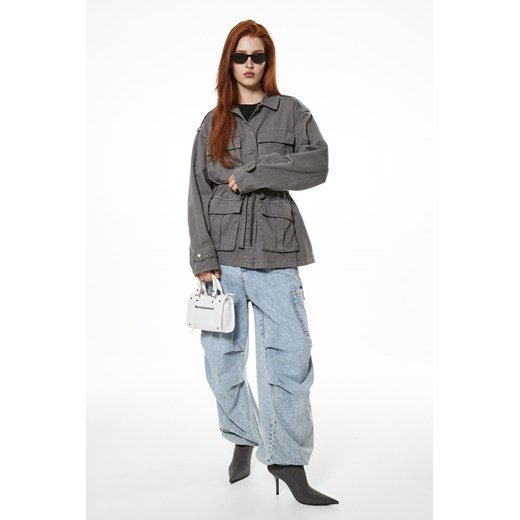 H & M - Kurtka utility z bawełnianego diagonalu - Szary H & M M H&M