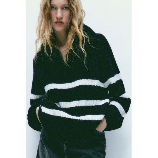 H & M - Sweter oversize z suwakiem u góry - Czarny H & M S H&M