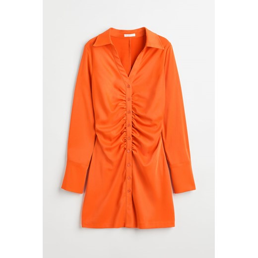 H & M - Drapowana sukienka z krepy - Pomarańczowy H & M S H&M
