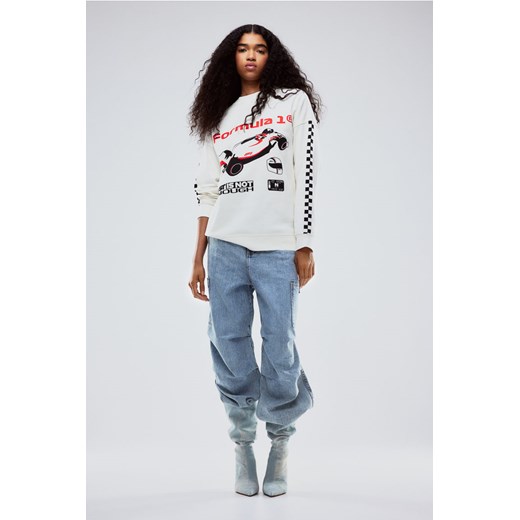 H & M - Bluza oversize z nadrukiem - Biały ze sklepu H&M w kategorii Bluzy damskie - zdjęcie 169591514