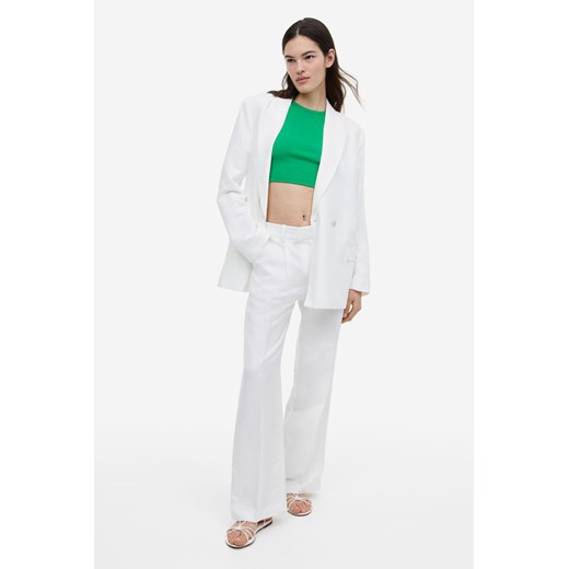 H & M - Szerokie spodnie z domieszką lnu - Biały H & M 48 H&M