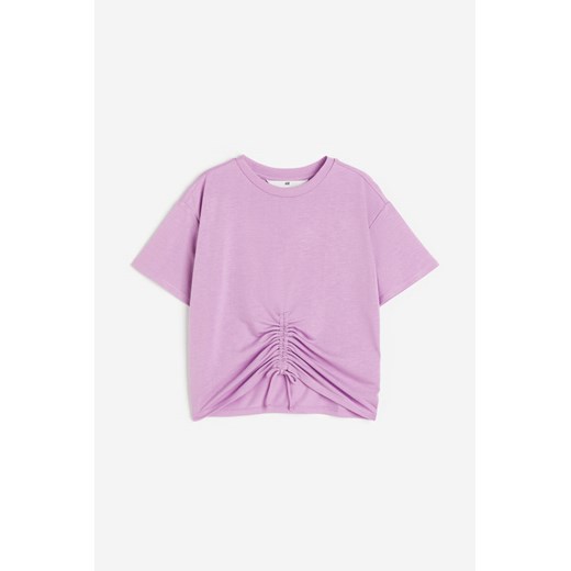 H & M - T-shirt ze ściąganym sznurkiem - Fioletowy H & M 140 (8-10Y) H&M