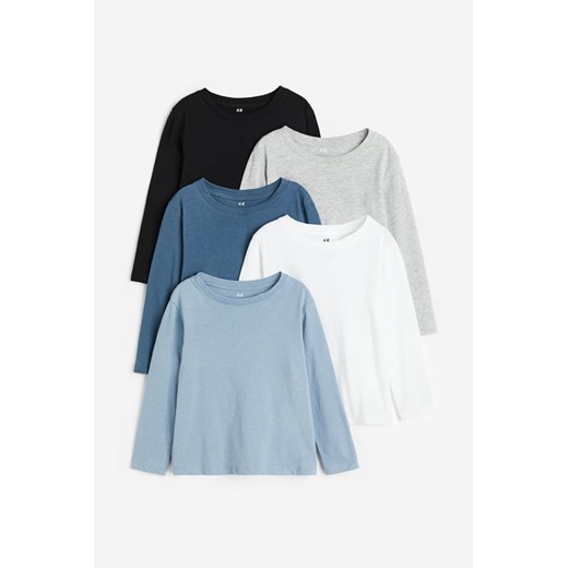 H & M - T-shirt z długim rękawem 5-pak - Niebieski ze sklepu H&M w kategorii T-shirty chłopięce - zdjęcie 169591650