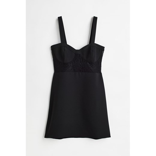 H & M - Lace-detail mini dress - Czarny ze sklepu H&M w kategorii Sukienki - zdjęcie 169591733