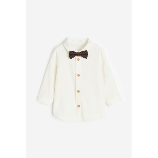 H & M - Koszula i mucha - Biały ze sklepu H&M w kategorii Ubranka do chrztu - zdjęcie 169591810