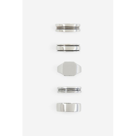 H & M - Pierścionek 5-pak - Srebrny ze sklepu H&M w kategorii Sygnety - zdjęcie 169591941