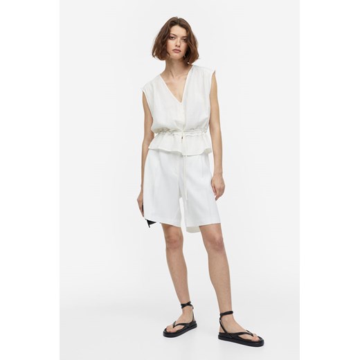 H & M - Bluzka z kreszowanej bawełny - Biały H & M M H&M