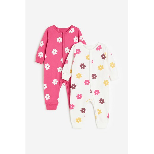 H & M - Bawełniana piżama we wzory 2-pak - Różowy ze sklepu H&M w kategorii Pajacyki - zdjęcie 169592324