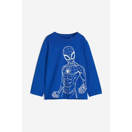 H & M - T-shirt z długim rękawem i nadrukiem - Niebieski ze sklepu H&M w kategorii T-shirty chłopięce - zdjęcie 169592453