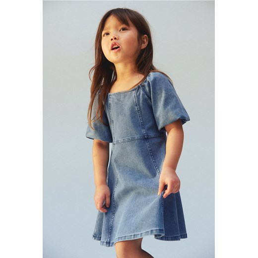 H & M - Sukienka z bufiastym rękawem - Niebieski ze sklepu H&M w kategorii Sukienki dziewczęce - zdjęcie 169592564