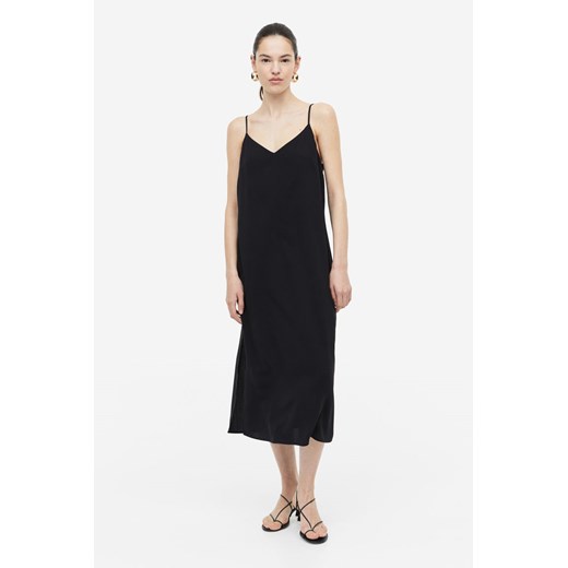 H & M - Krepowana sukienka na ramiączkach - Czarny H & M L H&M