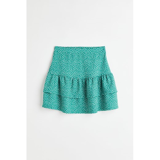 H & M - Kreszowana spódnica mini z falbanami - Zielony ze sklepu H&M w kategorii Spódnice - zdjęcie 169592734