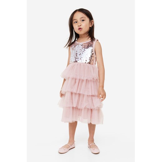 H & M - Tiulowa sukienka z cekinami - Różowy ze sklepu H&M w kategorii Sukienki dziewczęce - zdjęcie 169592901