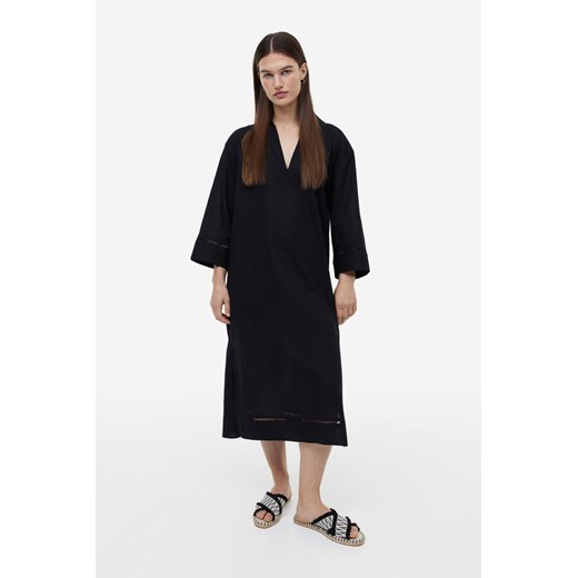 H & M - Tunikowa sukienka z domieszką lnu - Czarny ze sklepu H&M w kategorii Sukienki - zdjęcie 169592922