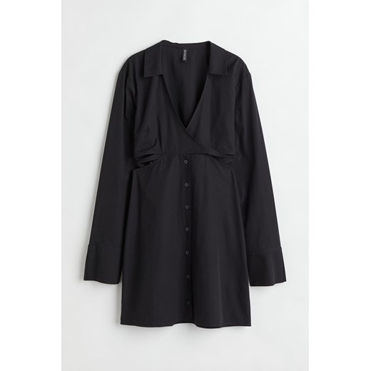 H & M - Popelinowa sukienka z bawełny - Czarny ze sklepu H&M w kategorii Sukienki - zdjęcie 169593050