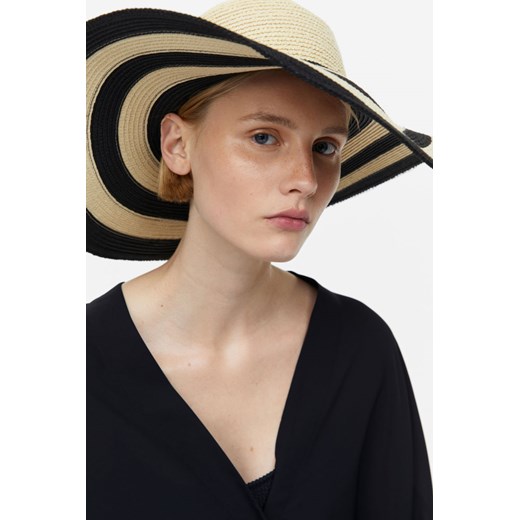 H & M - Słomkowy kapelusz z szerokim rondem - Czarny H & M 54 H&M