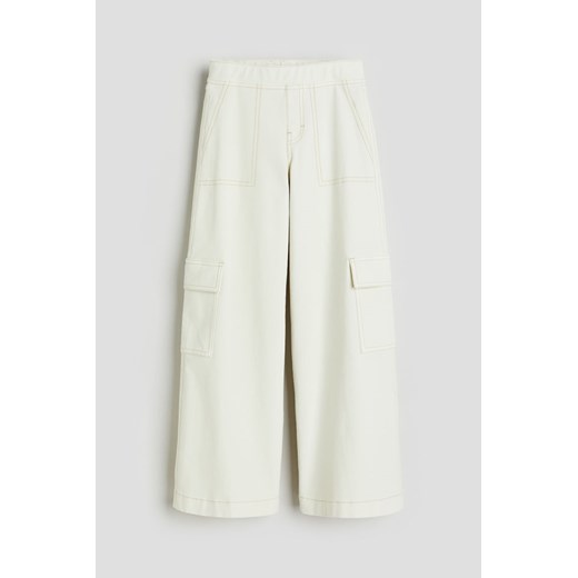 H & M - Szerokie spodnie cargo - Biały ze sklepu H&M w kategorii Spodnie dziewczęce - zdjęcie 169593224