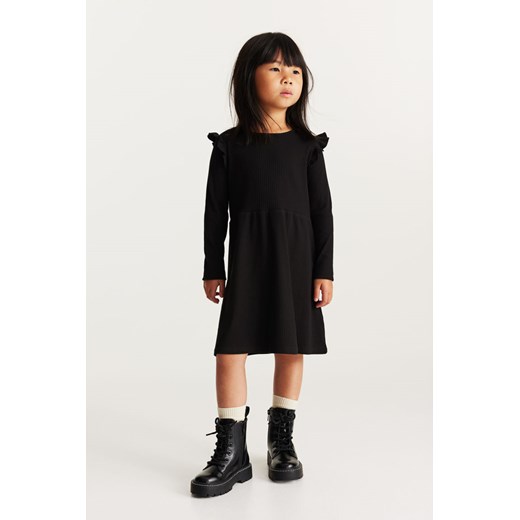 H & M - Sukienka z dżerseju w prążki - Czarny ze sklepu H&M w kategorii Sukienki dziewczęce - zdjęcie 169593241
