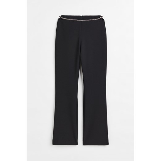 H & M - Spodnie z paskiem zdobionym strassem - Czarny ze sklepu H&M w kategorii Spodnie damskie - zdjęcie 169593270
