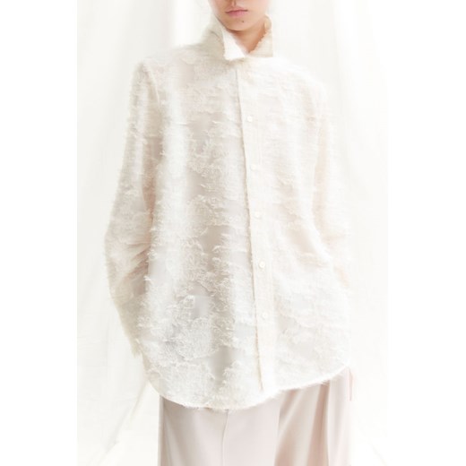 H & M - Tkaninowa koszula o strukturalnej powierzchni - Biały H & M XL H&M