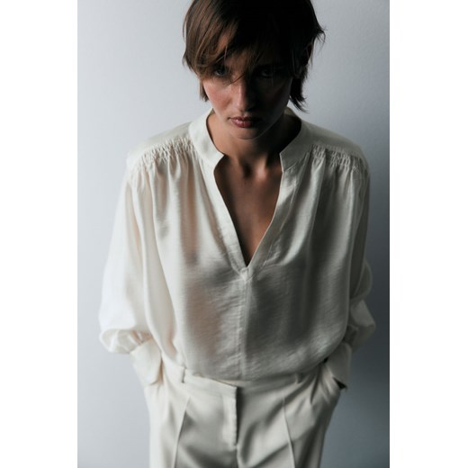 H & M - Tunikowa bluzka z lyocellu - Biały ze sklepu H&M w kategorii Bluzki damskie - zdjęcie 169593322