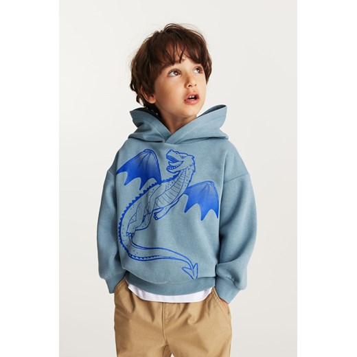 H & M - Bluza z kapturem i nadrukiem - Turkusowy ze sklepu H&M w kategorii Bluzy chłopięce - zdjęcie 169593370