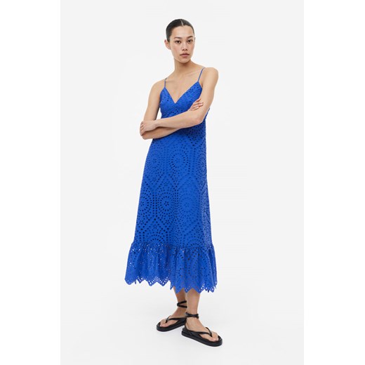 H & M - Sukienka z haftem angielskim - Niebieski H & M XL H&M