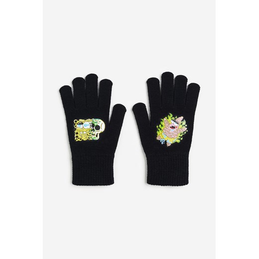 H & M - Rękawiczki z nadrukowanym motywem - Czarny ze sklepu H&M w kategorii Rękawiczki dziecięce - zdjęcie 169593933